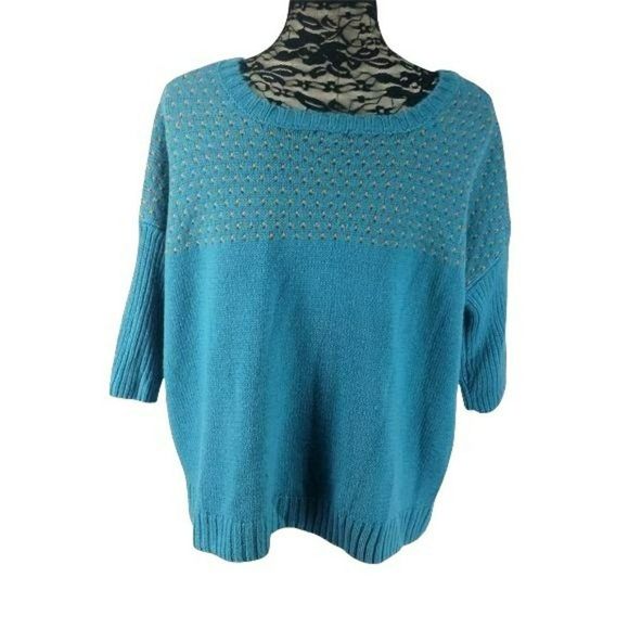 Love Richie Small Knit Blue With Orange dolman Sweater‎ - Picture 1 of 9